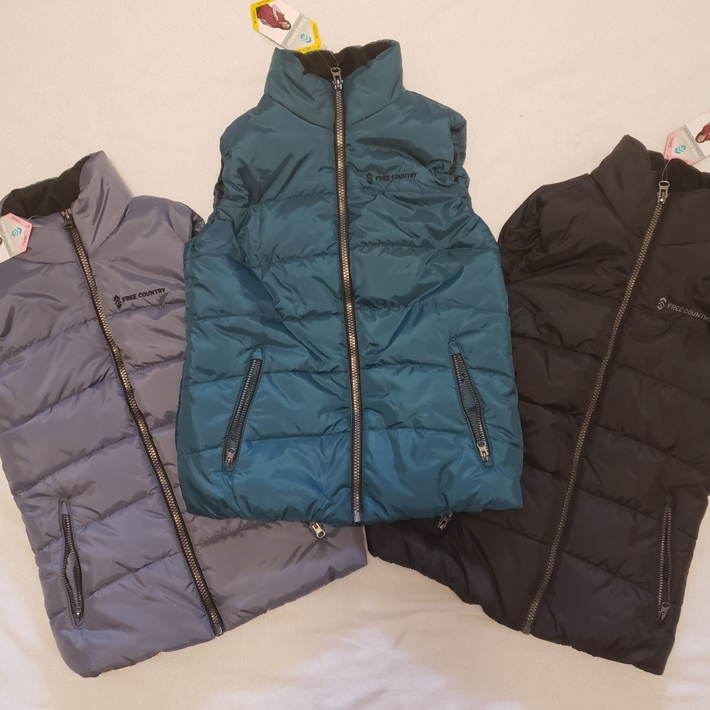 NWT Free Country Puffer Vest Grey Teal